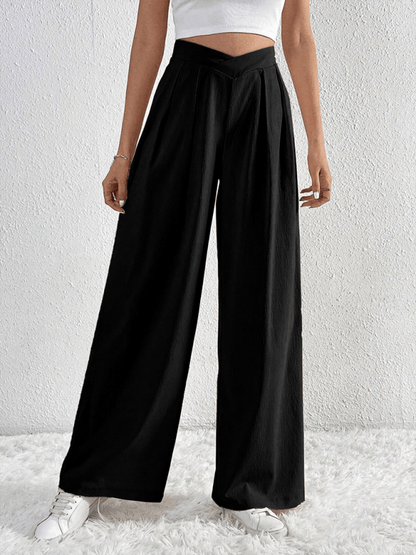 Chic Women Wide Leg Pants – High Rise Pleated
