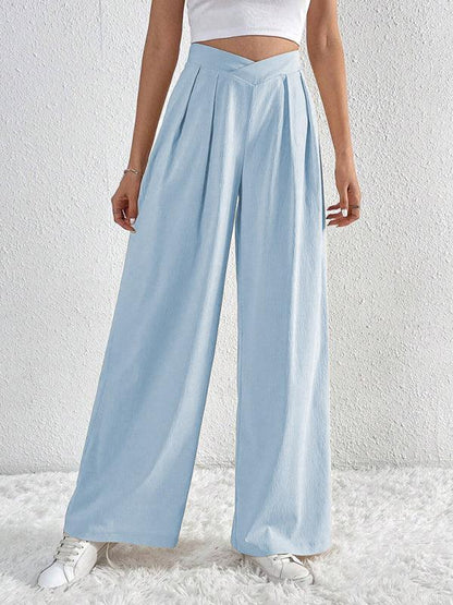 Chic Women Wide Leg Pants – High Rise Pleated