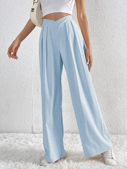 Chic Women Wide Leg Pants – High Rise Pleated