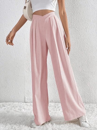Chic Women Wide Leg Pants – High Rise Pleated