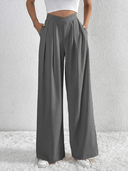 Chic Women Wide Leg Pants – High Rise Pleated