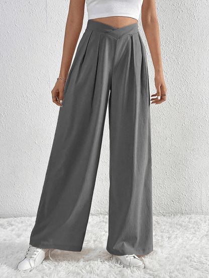 Chic Women Wide Leg Pants – High Rise Pleated