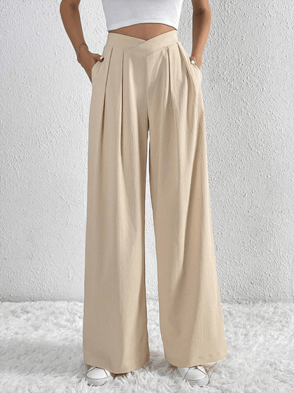 Chic Women Wide Leg Pants – High Rise Pleated