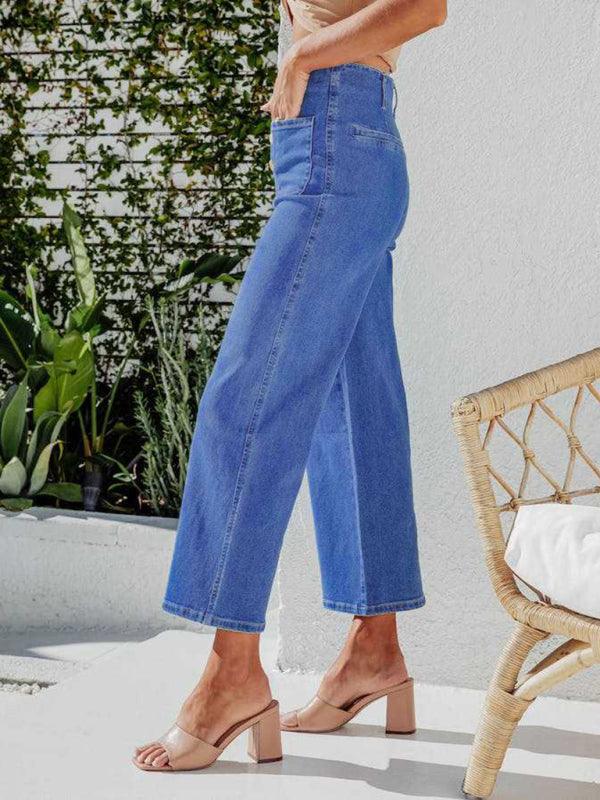 Cropped Wide Leg Jeans - Cropped Wide Leg Jeans - Guocali