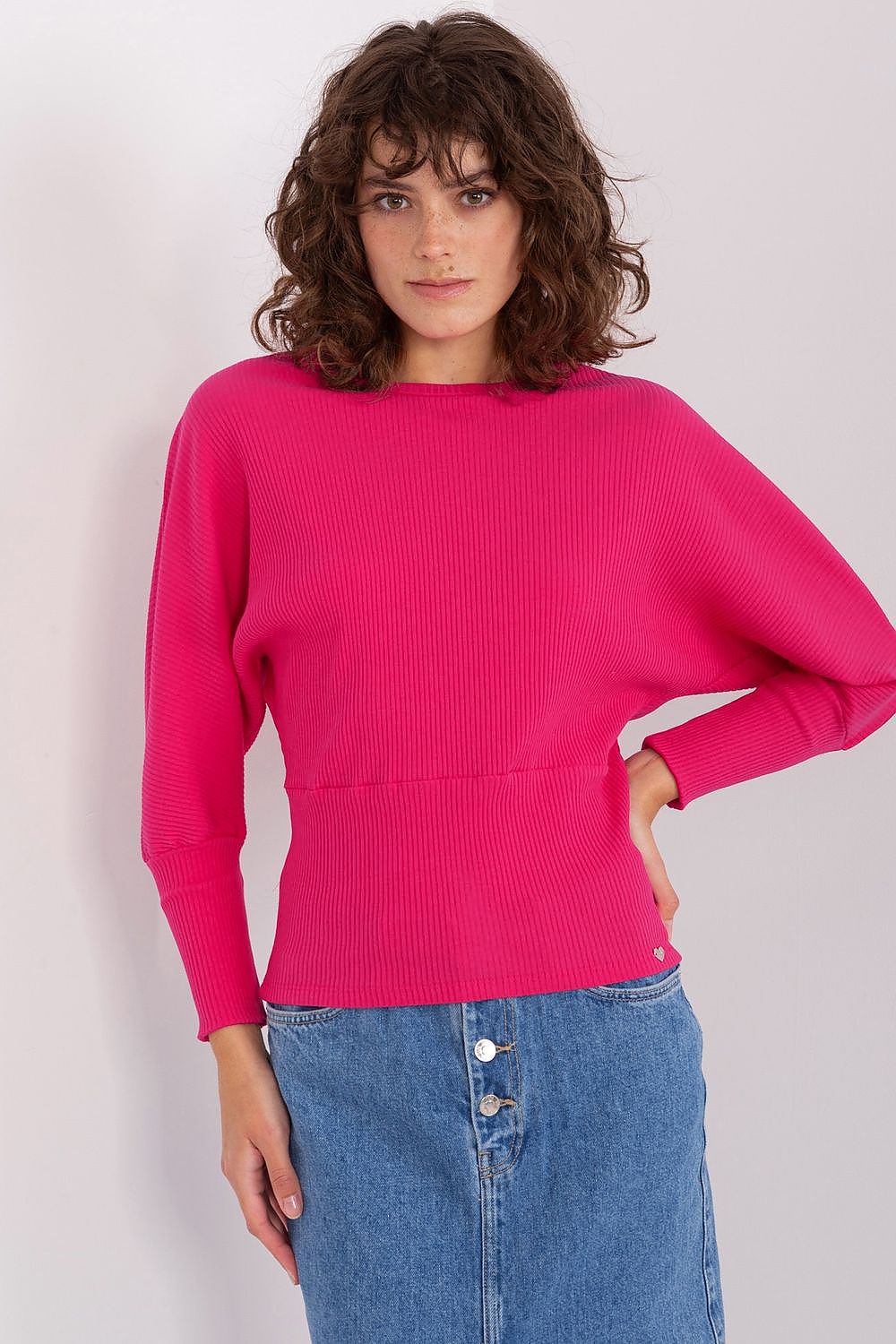 Women's Batwing-Sleeve Blouse - Textured Waist Length