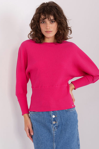 Women's Batwing-Sleeve Blouse - Textured Waist Length