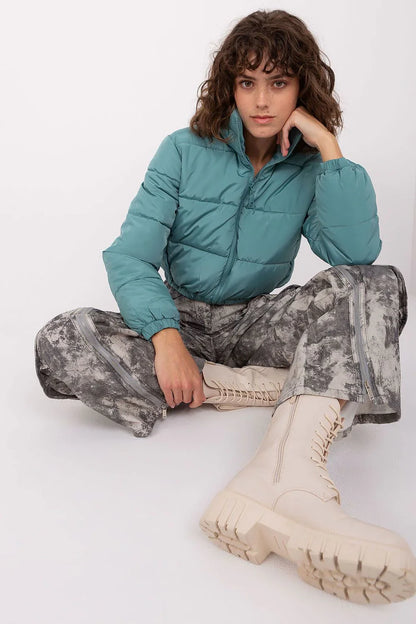 Women's Quilted Jacket, Puffer Jacket - Hooded Casual, Minimalist - Blue