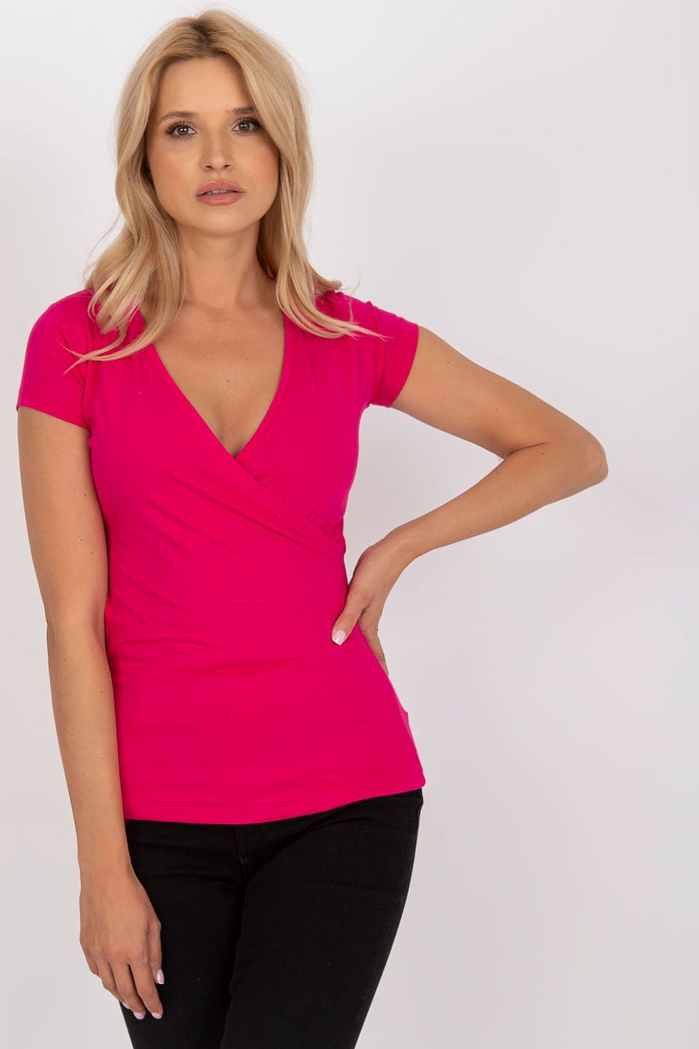 Women's Wrap Blouse - Solid Waist Length