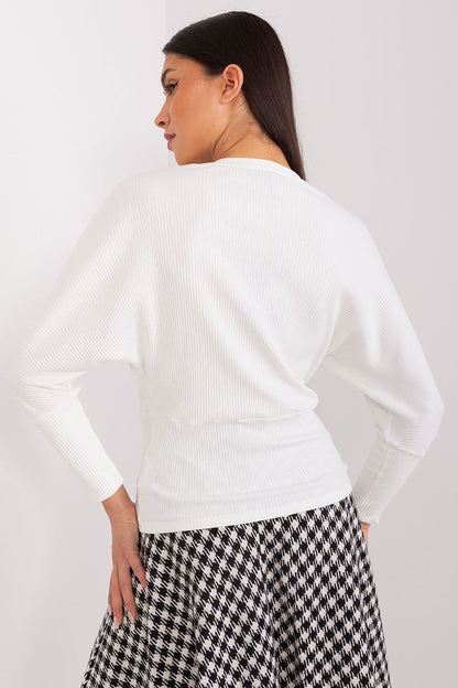 Women's Batwing-Sleeve Blouse - Textured Waist Length