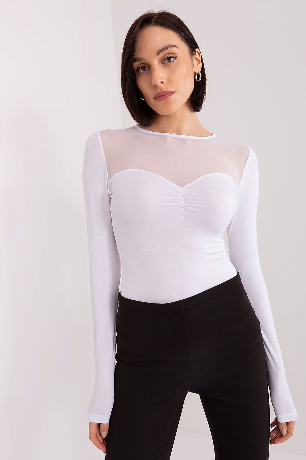 Women's Long-Sleeve Blouse - Solid Waist Length