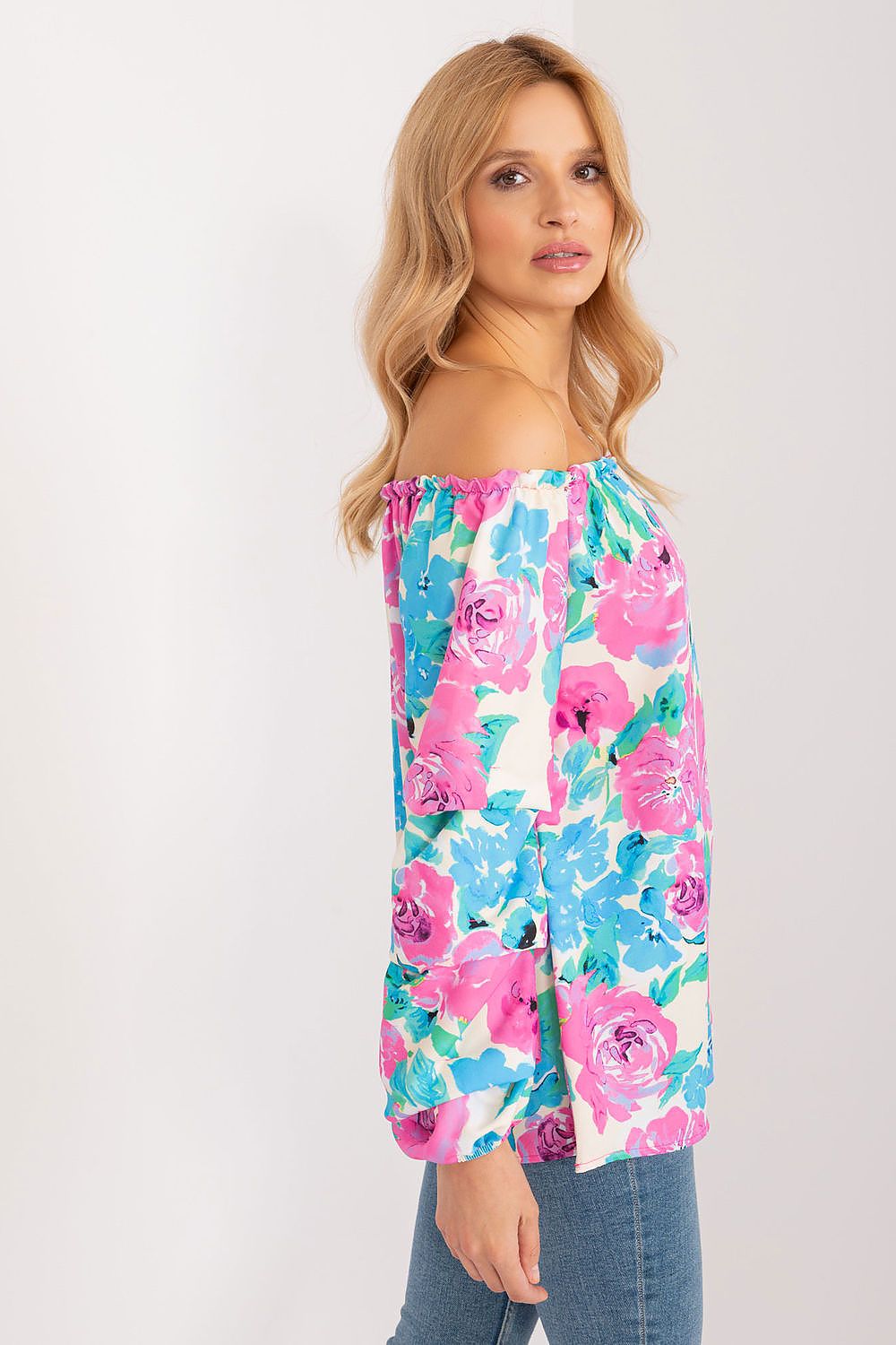 Women's Bardot Blouse - Floral Hip Length