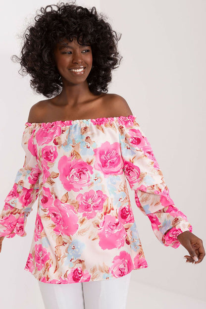 Women's Bardot Blouse - Floral Hip Length