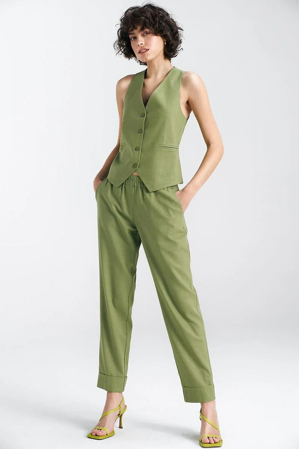 Women Suit Vest - Lightweight - Sleeveless Green