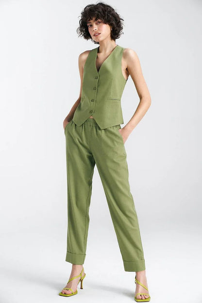 Women Suit Vest - Lightweight - Sleeveless Green