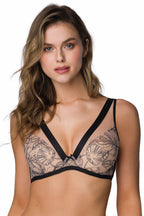 Plunge Bra Embroidered Wide Strap-Women Bra-GUOCALI