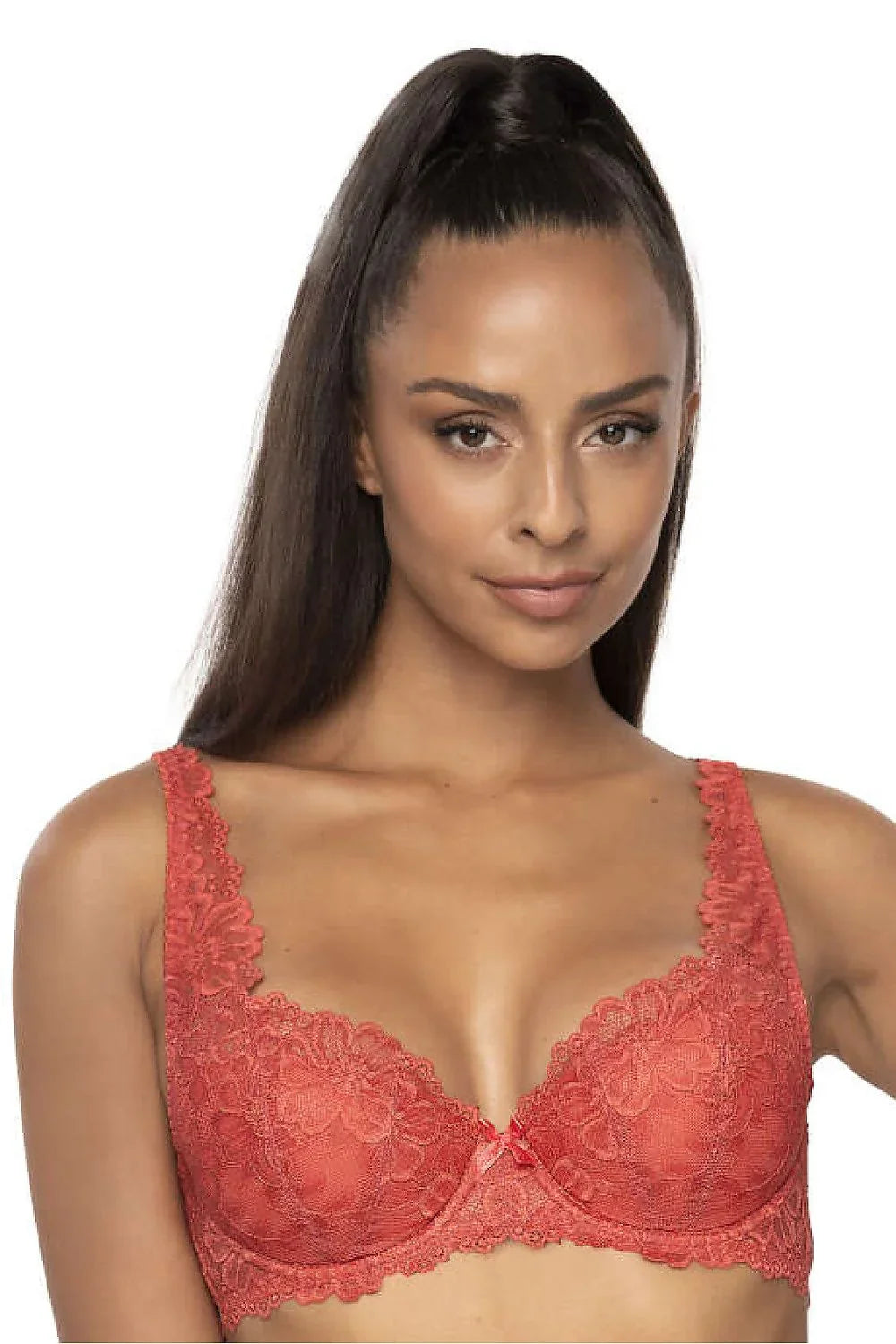 Women Solid Lace Demi Underwire Bra