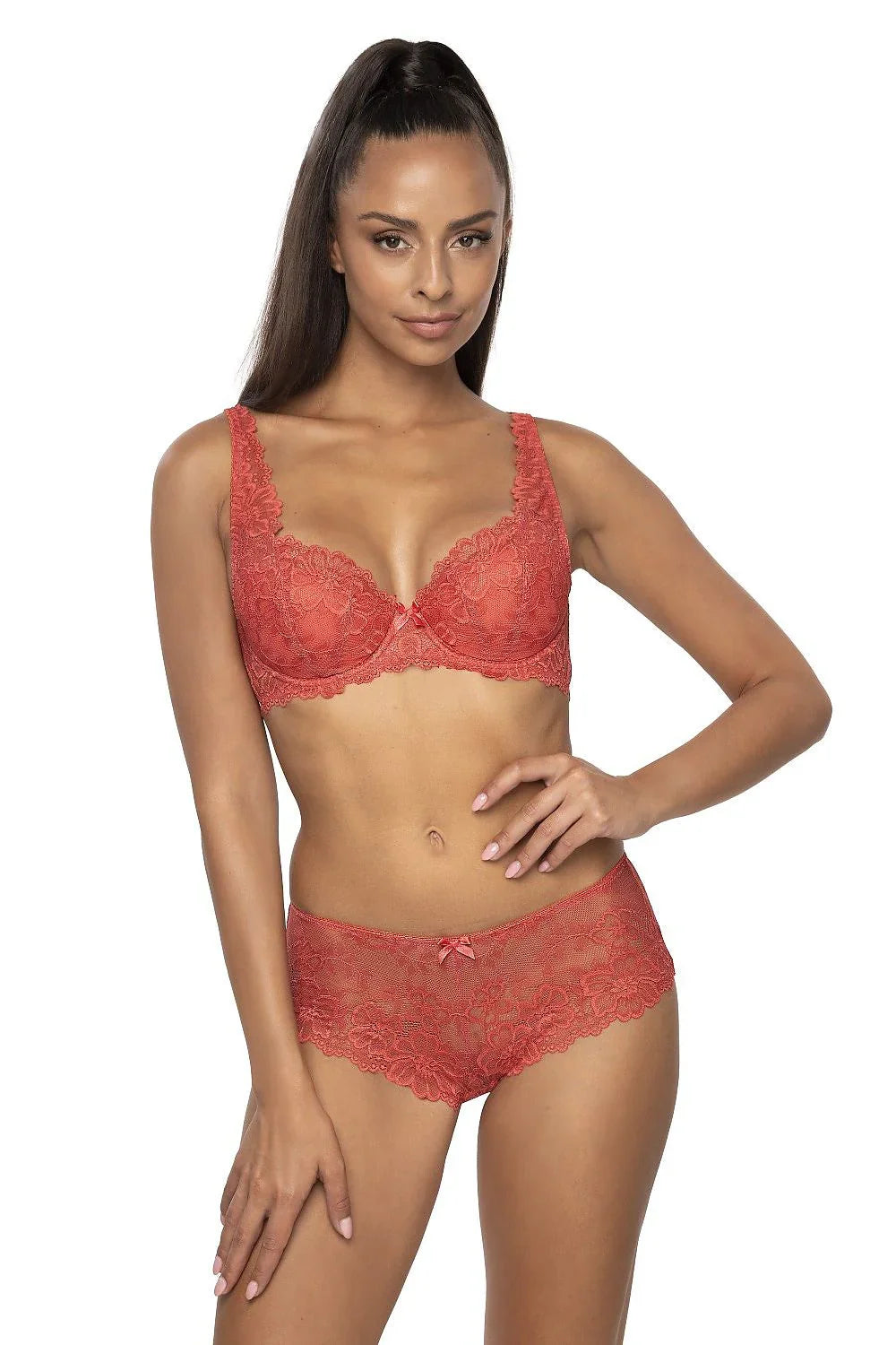 Women Solid Lace Demi Underwire Bra