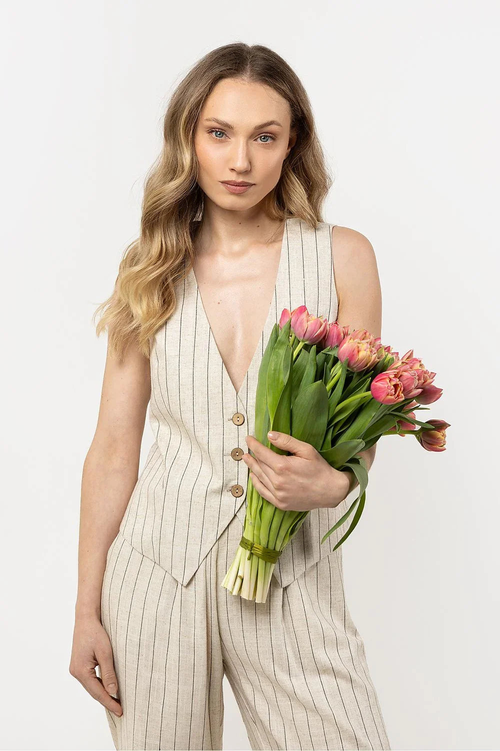 Women Suit Vest - Breathable - Sleeveless Beige