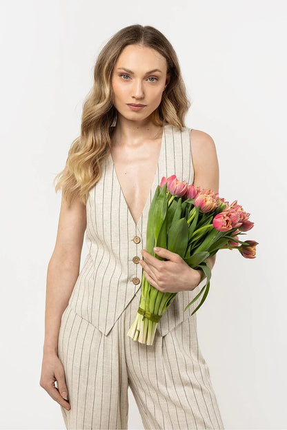 Women Suit Vest - Breathable - Sleeveless Beige