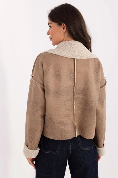 Women's Cropped Jacket - Lightweight Casual - Navy, Beige