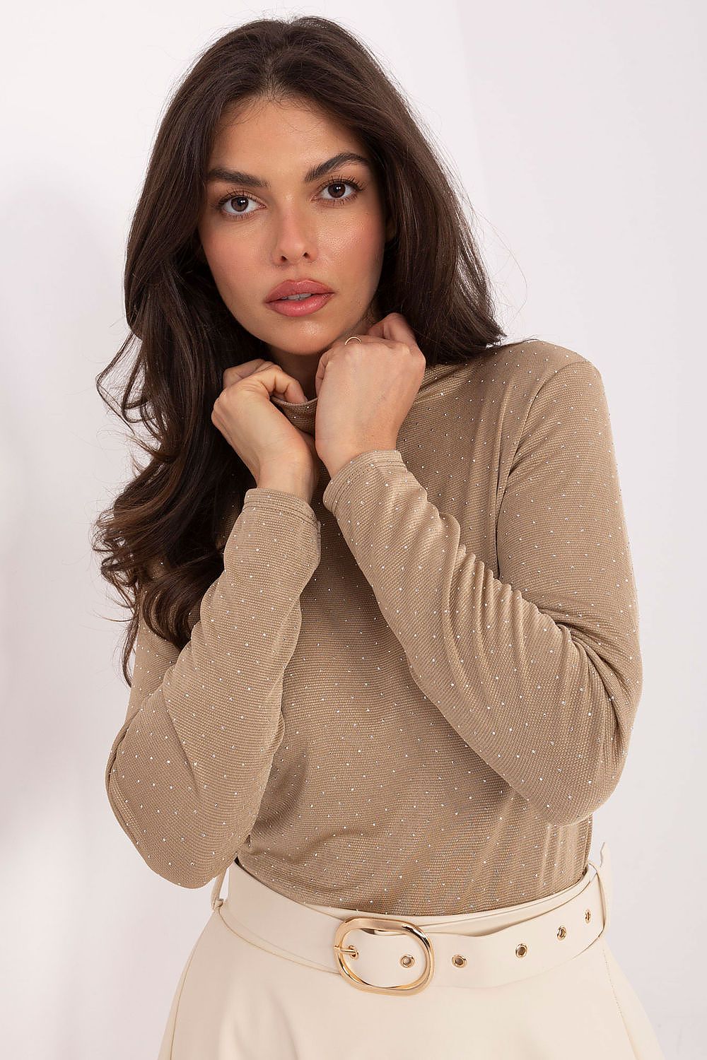 Women's Long Sleeve Blouse - Sequin Waist Length