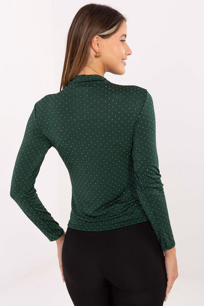 Women's Long Sleeve Blouse - Sequin Waist Length