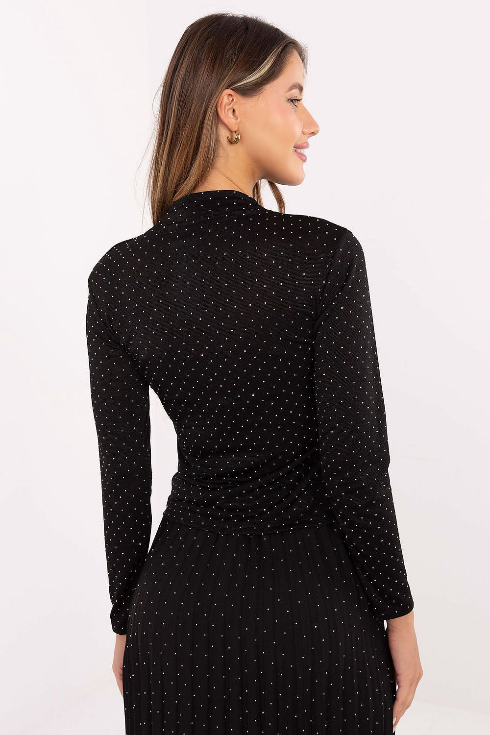 Women's Long Sleeve Blouse - Sequin Waist Length