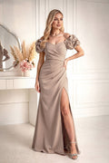 romantic solid sweetheart puff sleeves maxi formal dress, evening dress, maxi dress, ruched dress, wedding-guest dress - Guocali