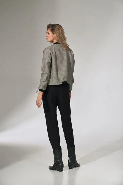 Women's Bomber Jacket - Lightweight Chic, Minimalist - Gray