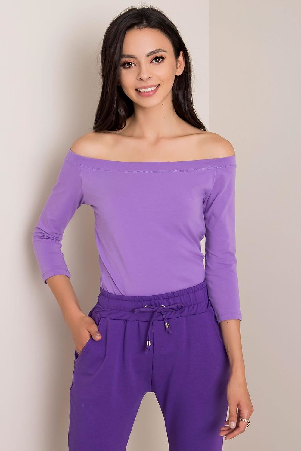 Women's Off-Shoulder Blouse - Solid Waist Length