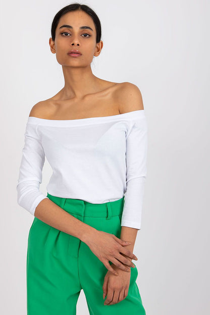 Women's Off-Shoulder Blouse - Solid Waist Length