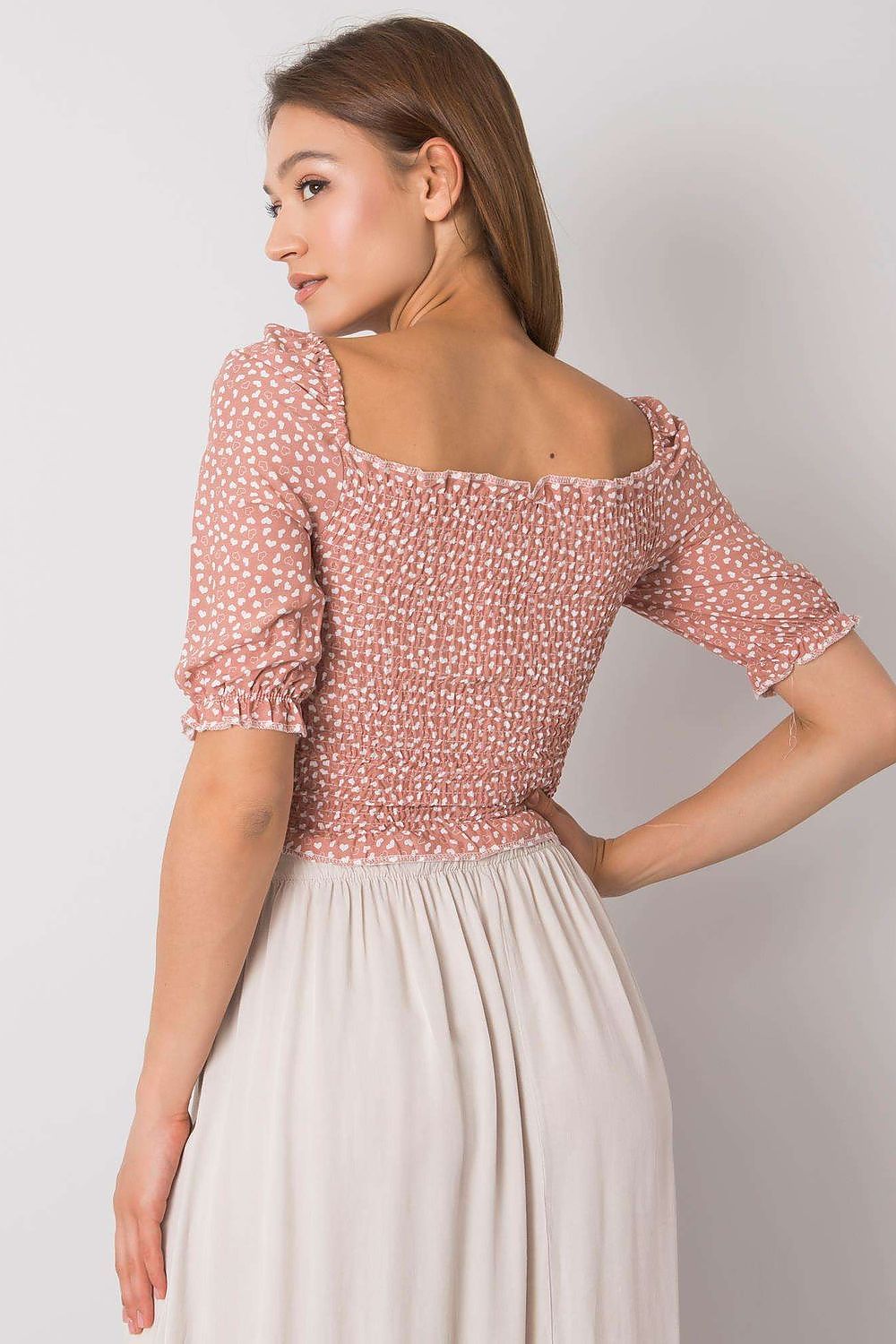 Women's Crop Blouse - Polka Dots Cropped Length