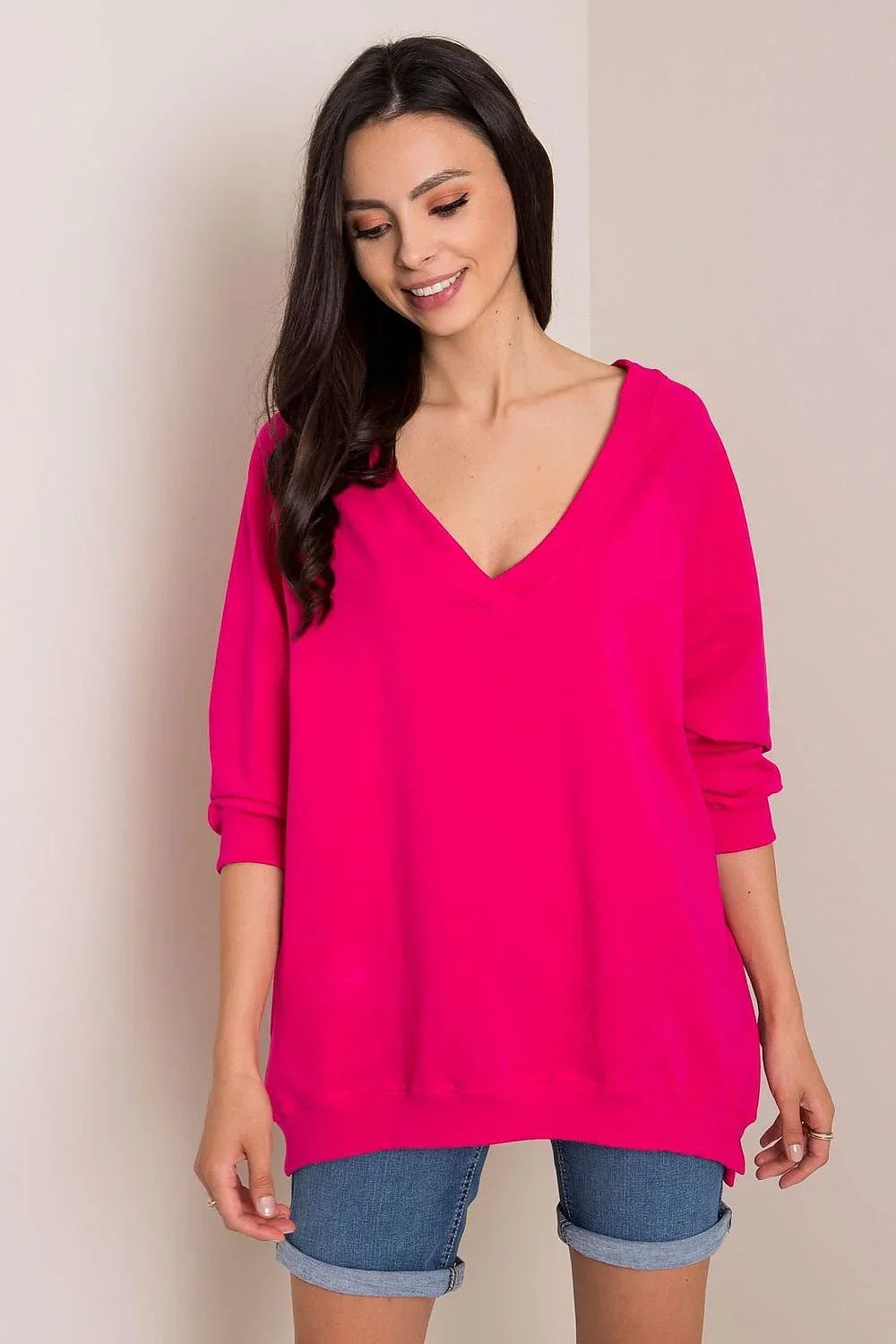 Women's Sweatshirt - V-Neck With Oversized Fit