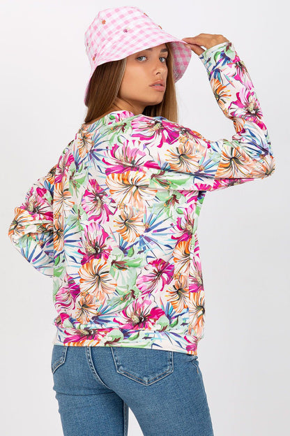 Women's Long-Sleeve Blouse - Floral Waist Length