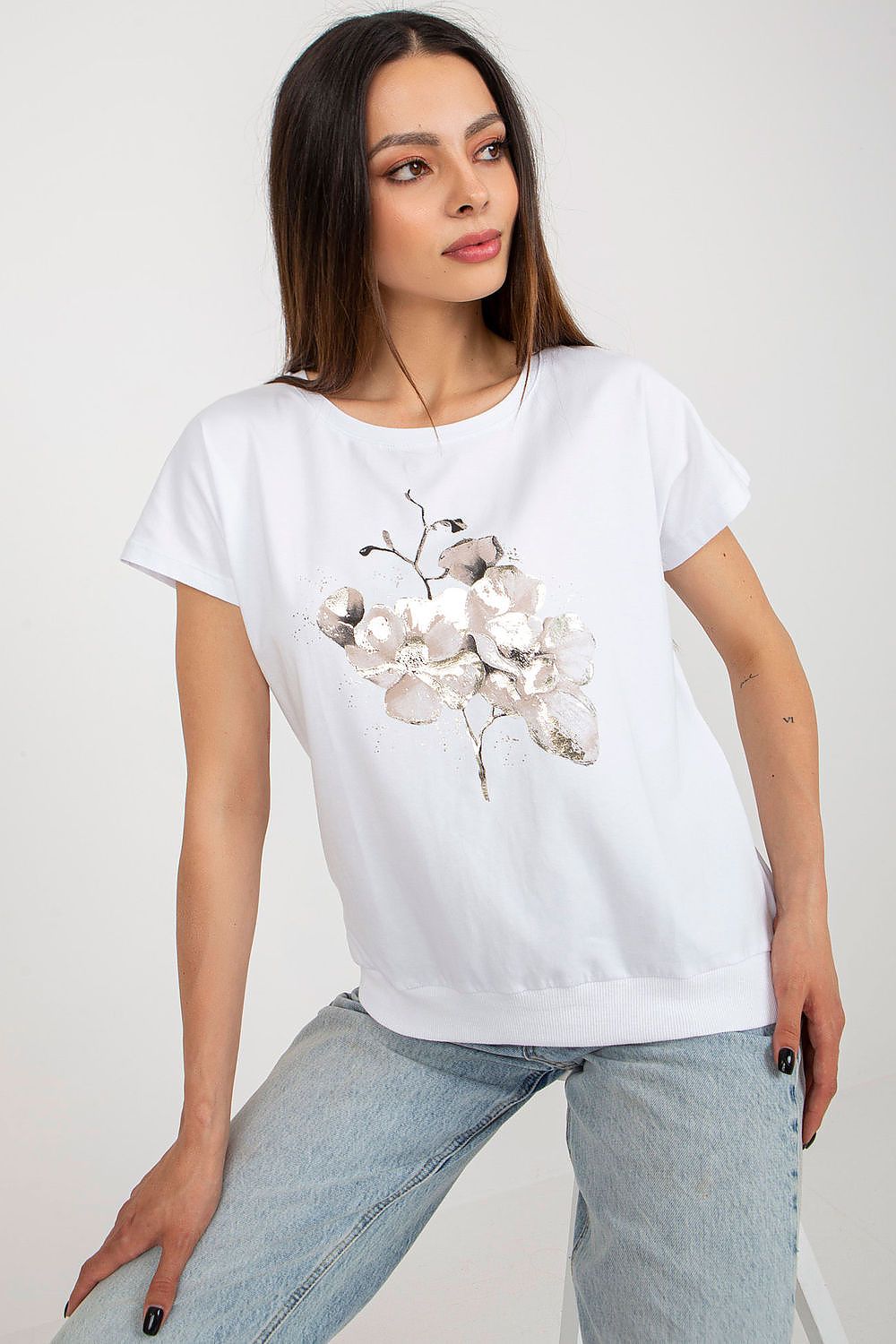 Women's Cotton Blouse - Floral Hip Length