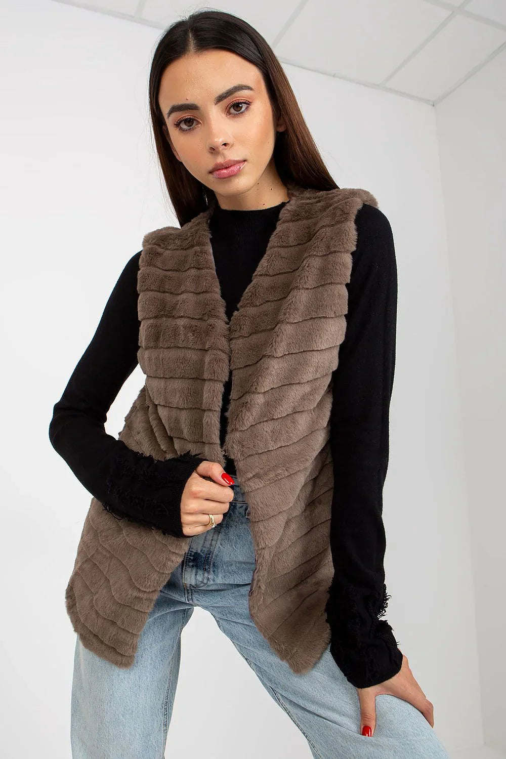 Women Suit Vest - Lightweight - Sleeveless Brown