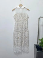 Doll Neck Patchwork Flower Lace Dress -Guocali