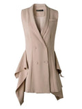 Double-Breasted Irregular Flounced Edge Dress -Guocali