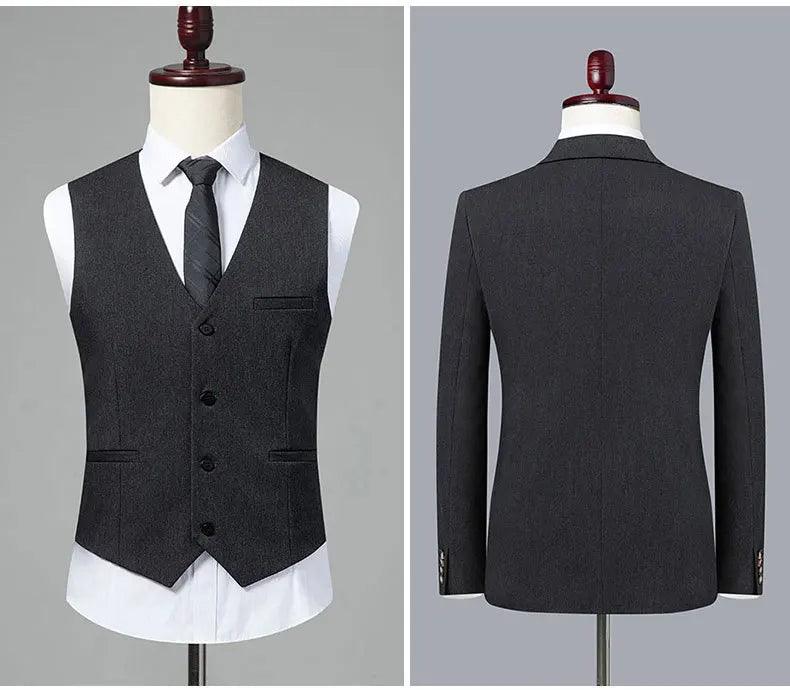 Double-Breasted Solid Men Suit - Business Formal - Double-Breasted Suit - Guocali