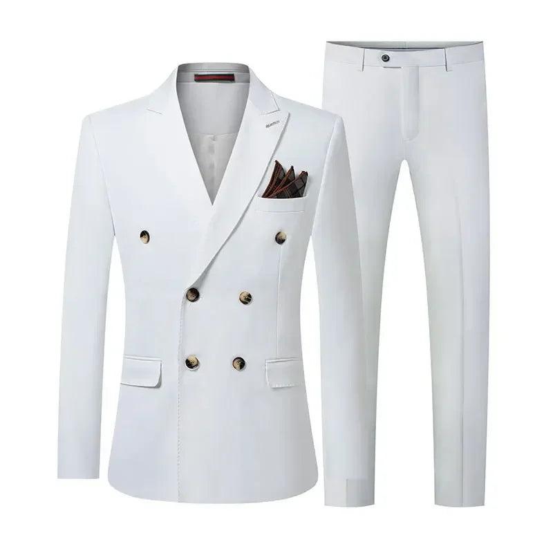 Double-Breasted Solid Men Suit - Business Formal - Double-Breasted Suit - Guocali