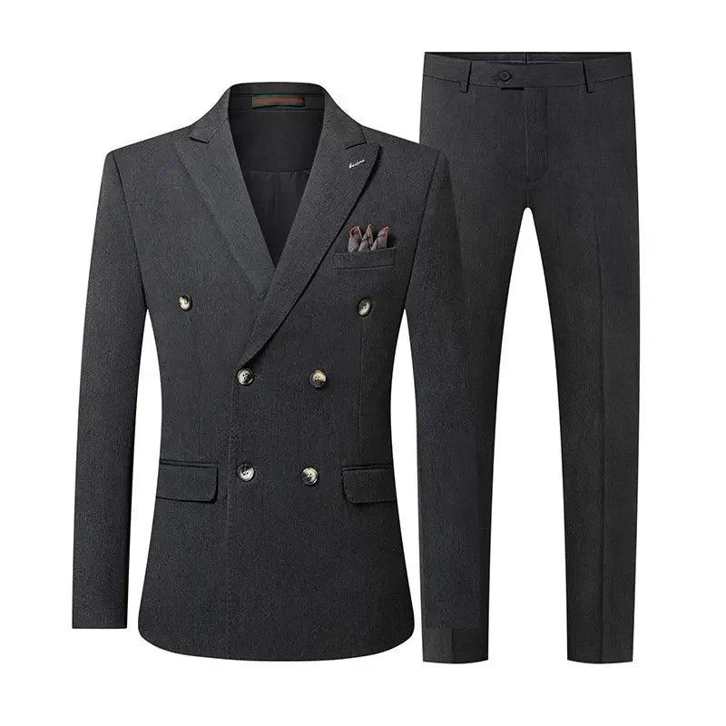 Double-Breasted Solid Men Suit - Business Formal - Double-Breasted Suit - Guocali