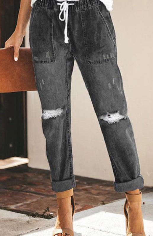 Drawstring Jeans Waist Jeans - Drawstring Jeans - Guocali