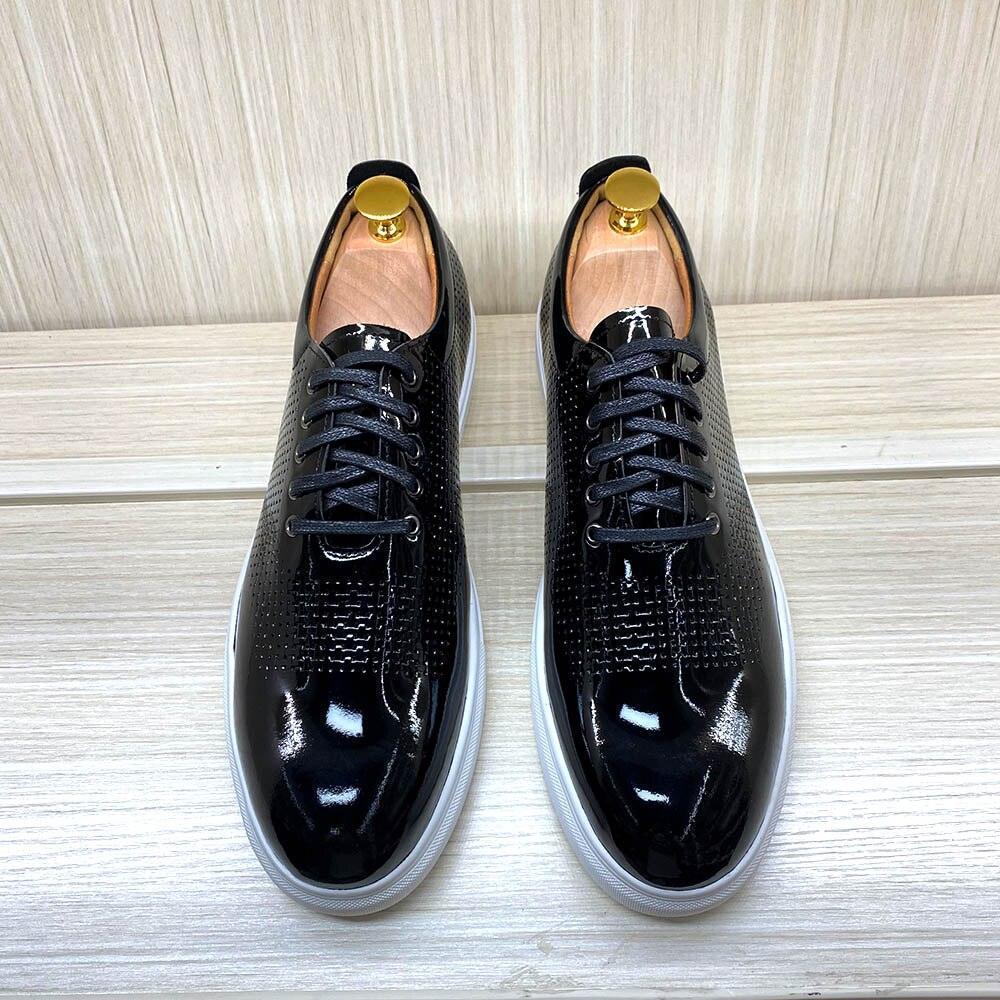 Dress Shoes - Beckett Glossy Leather Sneakers - Dress Shoes - Guocali