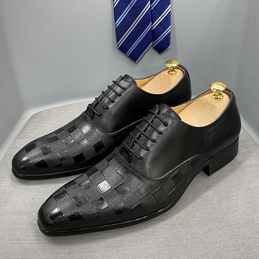 Dress Shoes - Merlin Checked Men Shoes - Dress Shoes - Guocali