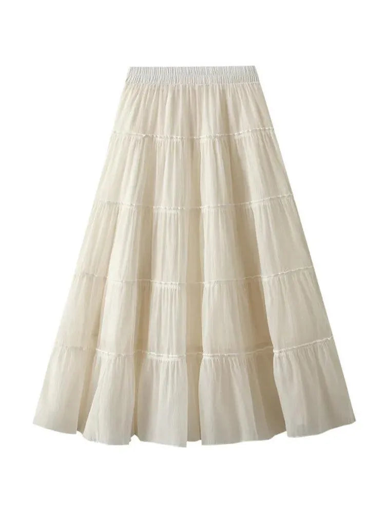 Elastic High-Waisted A-Line Skirt - A-Line Skirt - Guocali