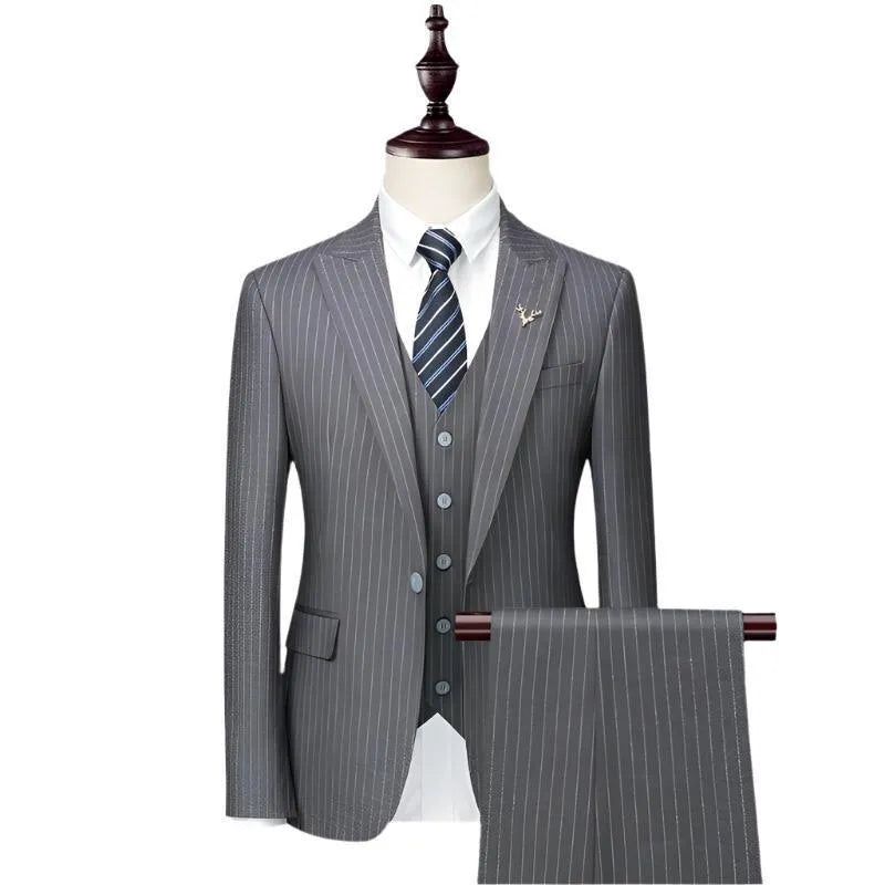 Elegant, Chic, Professional Men’s Suit - Striped Single-Breasted