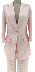 Elegant, Chic Women's Pant Suit - Plaid Single-Breasted