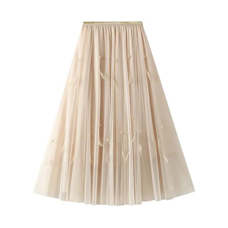 Elegant Feather Splicing A-Line Skirt - A-Line Skirt - Guocali