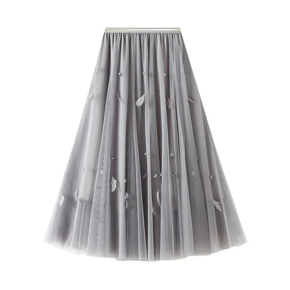 Elegant Feather Splicing A-Line Skirt - A-Line Skirt - Guocali