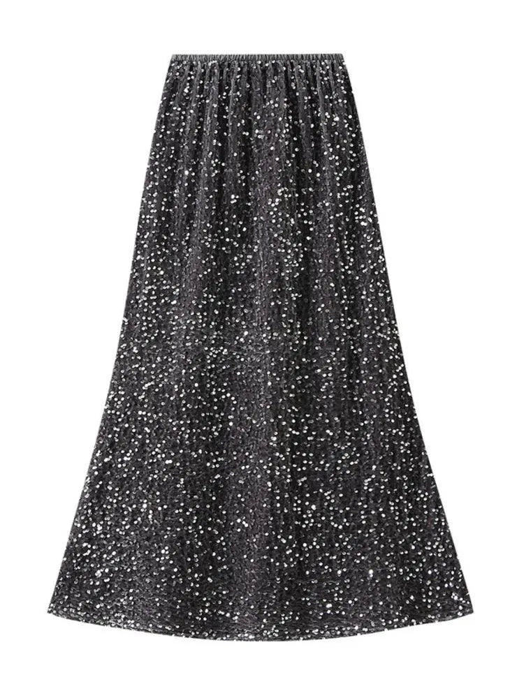 Elegant Fishtail Sequin Skirt Fairy Wind Corduroy - Sequin Skirt - Guocali